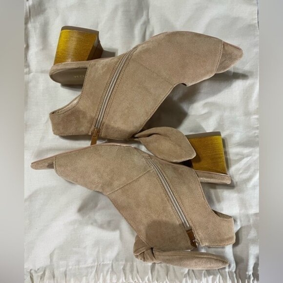 MOOMMO Women Heeled Sandals with Bow Peep Toe Chunky Block Low Heel Size 9 - Picture 8 of 11